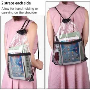 Wholesale Cheap Custom Printed Logo PVC <b>Drawstring</b> Gym <b>Backpack</b> Bag Clear Waterproof Transparent Mesh Pocket Zipper Closure Bag - Product Image 6