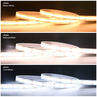 Bande lumineuse COB 24V IP67 bicolore 320 LED/m pour éclairage de miroir, décoration d'ambiance de pièce, décoration de miroir, bande LED flexible