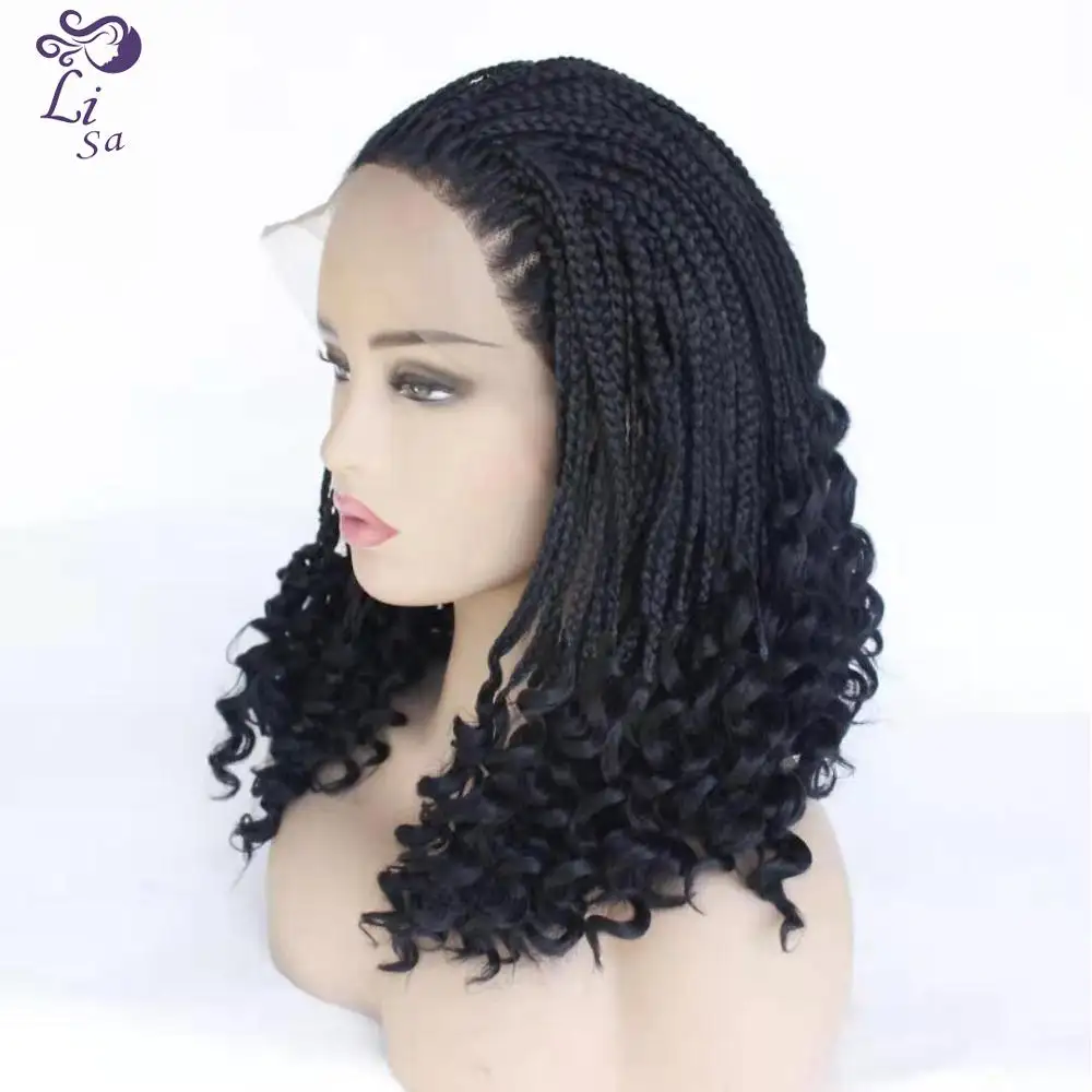 Lace Hair Wig Black Long Hair Breathable Synthetic Braided Lace Front Wig