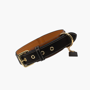 Obral besar kerah anjing pesona kerah anjing kulit dengan gesper desain grosir pita pribadi mewah Anda pita cokelat padat - Product Image 2