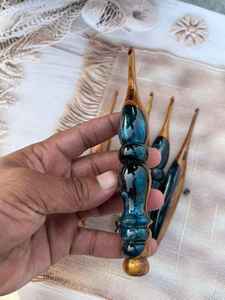 Ganchos de Crochet de Resina y Madera, Ligeros, Duraderos, Acabado Liso, Agarre Cómodo, Ideales para Proyectos de Tejido y Crochet - Product Image 5