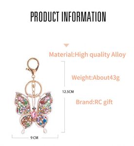 Manufacturers Direct Supply Color Diamond <b>Key</b> <b>Chain</b> Pendant Butterfly Creative Wholesale <b>Key</b> Ring Small Gifts - Product Image 6