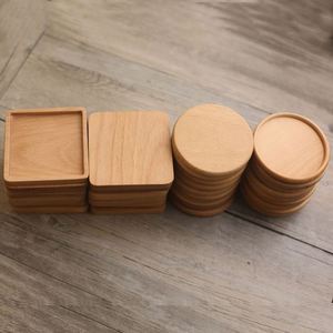 Sous-verres en bois de hêtre personnalisés avec logo, isolation thermique en bambou pour boissons, vente en gros - Product Image 3