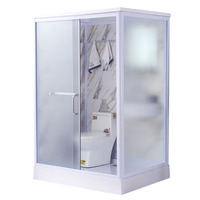 Pomme de douche en verre trempé, cabine de douche simple avec lavabo de toilette