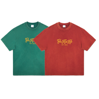 270GSM manga corta de gran tamaño YKH 100% tela de algodón de alta calidad peso pesado logotipo personalizado verano ácido lavado camiseta para hombres