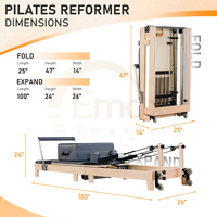 Reformer de Pilates pliable en bois d'érable, conception ingénieuse, facile à déplacer, pour salle de sport, fitness et studio à domicile