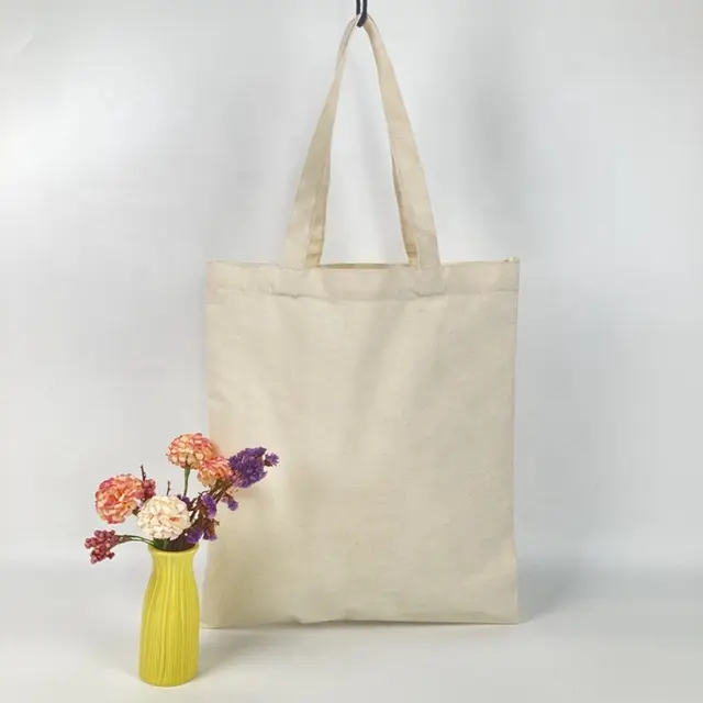 Nouvelles Idées de Produits Sac Fourre-Tout Personnalisé Polyester Toile de Coton Blanc Réutilisable Sac à Main Fourre-Tout avec Poche et Fermeture Éclair