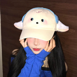 New Cute <strong>Funny</strong> Lamb <strong>Headphones</strong> Cap Yellow Duck Baseball Cap with Common Fabric Sweet Fun Show Face for Kids - Product Image 3