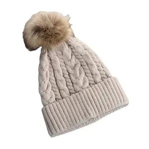 유니섹스 남성 여성 겨울 Pom Poms 비니 모자 따뜻한 양털 귀여운 니트 트위스트 비니 모자 도매