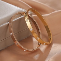 Vente en Gros Bijoux en Acier Inoxydable Plaqué Or 18 Carats Luxe Pulseiras Strass Cristal Pulseras Mujer Bracelets et Joncs pour Femme