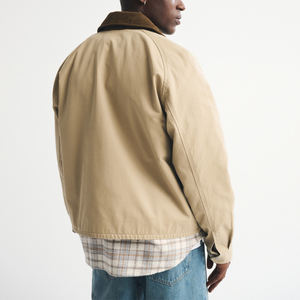 جاكيت رياضي كاجوال للخريف، تصميم مخصص بشعار مطبوع، جودة عالية، ملابس خارجية رجالية، جاكيتات من قماش الكوردوري بألوان متباينة - Product Image 4