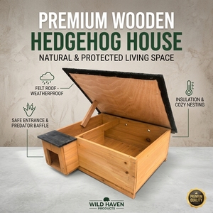 Casa riccio in legno moderna all'aperto gabbia per animali piccoli animali ibernazione rifugio e stazione di alimentazione - Product Image 1