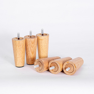 Patas de sofá de madera de caucho para exportación, cónicas, color madera natural, patas de madera maciza para mueble de TV, varilla roscada M8, patas de sofá de madera. - Product Image 4