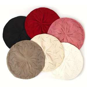 Béret en tricot tendance pour femme, style artiste français, bonnets décontractés de printemps pour femmes - Product Image 2