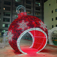Boule de Noël LED étanche IP65, motif lumineux blanc chaud et rouge, ornement de Noël géant pour affichage extérieur
