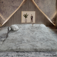 Tapis de salon moderne de luxe en fausse fourrure couleur unie, en polyester, antidérapant, super doux et moelleux, fabriqué à la machine