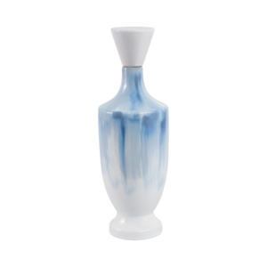 Vaso Decorativo Moderno in Ceramica Bicolore Blu e Bianco con Coperchio per Soggiorno, Camera da Letto e Cucina - Product Image 3