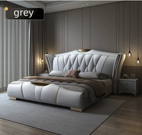 Lit rembourré de luxe de haute qualité pour chambre à coucher, avec rangement, en cuir confortable et souple, disponible en tailles Queen et King pour chambre adulte