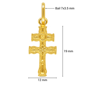 จี้กางเขนแบบไบแซนไทน์สองเส้นทำจากทอง 14k งานฝีมือประณีต ลวดลายละเอียดอ่อน เหมาะสำหรับสวมใส่ในชีวิตประจำวัน - Product Image 4