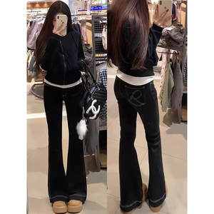 <span class=keywords><strong>Jeans</strong></span> Neri Elasticizzati di Alta Qualità con Design a Linea Retrò e Tasca Posteriore con Etichetta - Product Image 3