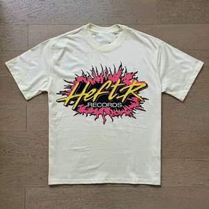 เสื้อยืดแขนสั้นแฟชั่นลำลองผู้ชาย ผ้าฝ้าย 100% 260 กรัม พิมพ์ลายดาวนรกสไตล์วินเทจสวยงาม แบบถัก - Product Image 1