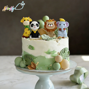 Wholesale Stock Animal Theme 3D Sugar Lion Elephant Panda Giraffe Edible Baking Topper For Kids Birthday Party <strong>Cake</strong> Decoration - Product Image 1