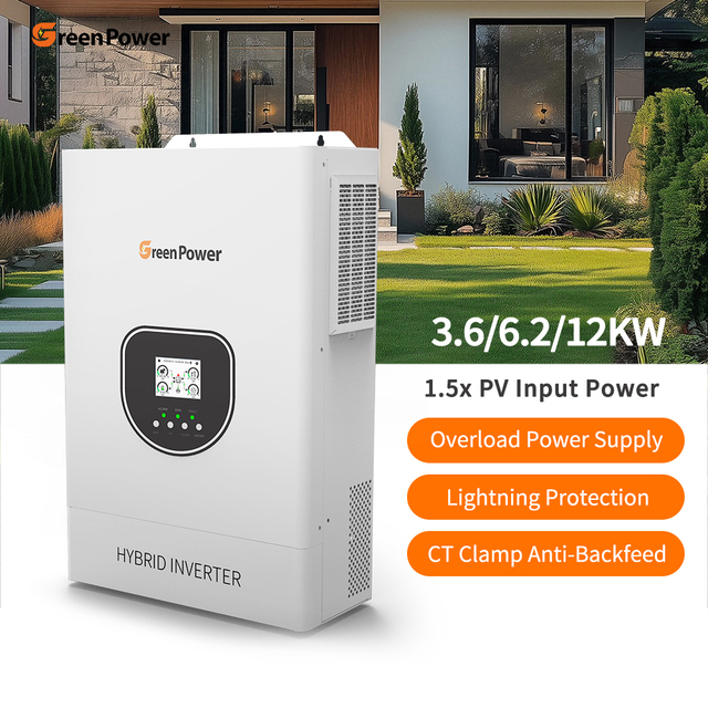 GreenPower 3.6KW 6.2KW Solar Hybrid Inverter Built in MPPT 3600w 6200w Solar Charge Controller Hybrid Inverter Charger