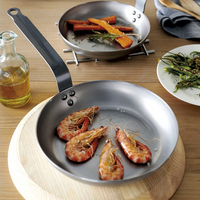 Sartén de acero al carbono de 3,0mm de espesor, compatible con inducción y Gas, sartén de Chef profesional de 20-30cm para Hotel/Restaurante
