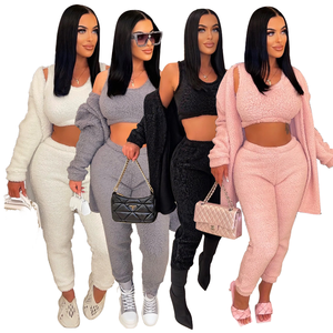 タッチウェイ レディース スウィートファッション 無地 ニット タートルネック セーター 3点セット 通気性のあるレース フルレングス 女性服 - Product Image 2