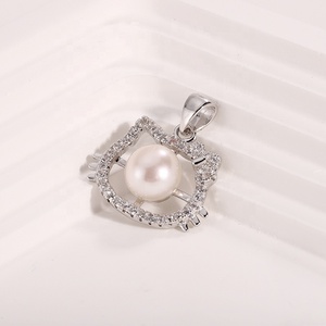 Pendentif chaton en argent 925 plaqué rhodium KAMMY pour enfants, 7,5-8 mm, hypoallergénique, mignon, tendance, pour la fabrication de bijoux - Product Image 6