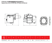 Brûleur à huile usagée industriel WB146-2P (STW146-2P) pour chaudière, compatible multi-combustibles