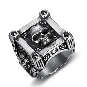 Moda Jóias Punk Declaração de Casamento Anel de Aço Inoxidável Do Crânio Do Vintage para Homens Cocktail Party Gift Size 7-15 - Product Image 1
