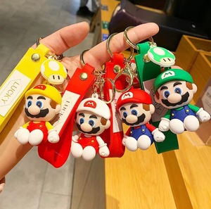 Porte-clés en silicone <span class=keywords><strong>Mario</strong></span> dessin animé, pendentif mignon pour <span class=keywords><strong>sac</strong></span> à <span class=keywords><strong>dos</strong></span> d'étudiant ou de couple, porte-clés créatif pour voiture, léger, sérigraphié - Product Image 4