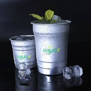 HIBELS 9oz 16oz 20oz taza de aluminio sostenible para acampar tazas de cerveza portátiles reutilizables taza para acampar