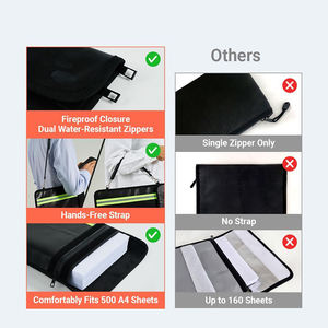 6200°F Fireproof Document Bag with Adjustable Strap Large Capacity Organizer with 2 Pockets for Documents Cash Valuables - Product Image 5