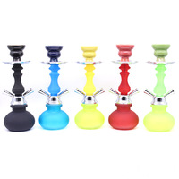 Chicha arabe transfrontalière prête à l'emploi, en métal, à double foyer, finition givrée, avec 2 tuyaux et accessoires complets