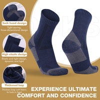 Chaussettes de course en laine mérinos tricotées personnalisées avec logo, haute élasticité, respirantes, thermiques, antidérapantes, pour l'hiver, vente en gros