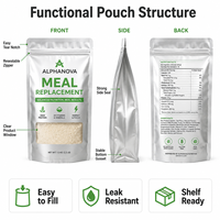 Sachet Doypack refermable en aluminium argenté avec fenêtre transparente pour poudre protéinée et compléments sportifs