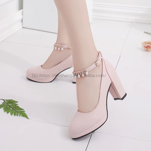 Wedding Party Guest Shoes Women's Chunky Heel <b>Pumps</b> Pearl Strap Comfortable - Product Image 4