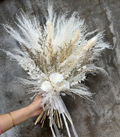 Bouquet de mariée en herbe de la pampa blanche et eucalyptus, 45 cm, fleurs séchées, décoration intérieure, Saint-Valentin, Noël, vente en gros