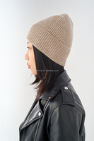 Bonnet unisexe de luxe côtelé à revers, bleu marine, ultra doux, idéal pour les voyages, fabriqué en Mongolie intérieure