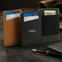 Porte-cartes en cuir PU ultra fin personnalisé avec logo, sangle élastique, sans fermeture, multifonctionnel, portable, pour cartes de crédit