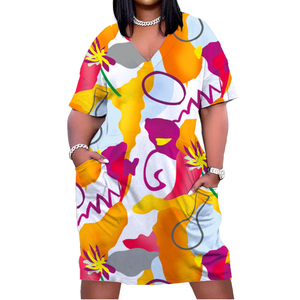 Vestido de poliéster 100% para mujer, talla grande, con estampado floral, cintura natural, sexy, informal y holgado, ideal para clubes, de fabricantes de ropa. - Product Image 1