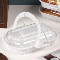 Boîte de service jetable écologique en plastique PET portable avec couvercle transparent pour sushi, pique-nique, fête, traiteur, nourriture, gâteau
