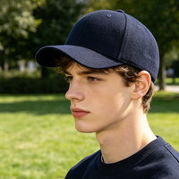 Casquette de baseball en laine personnalisable avec logo, 6 panneaux, brodée, réglable, unisexe, pour adultes, vente en gros