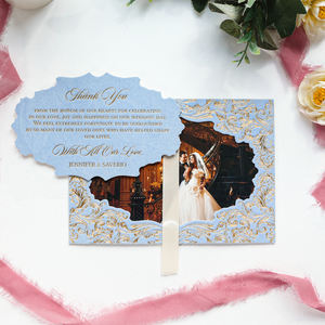 Tarjeta de agradecimiento de terciopelo recortada de diseño creativo Tarjeta de gratitud de boda con <span class=keywords><strong>foto</strong></span> personalizada - Product Image 4