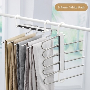 Cintres à pantalons rectangulaires multicouches en plastique PP, gain de place, lot de 5 - Product Image 2