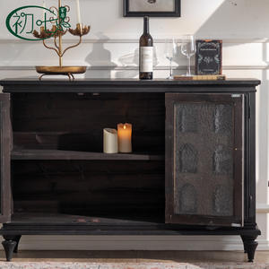 European Style Black Entryway Cabinet Solid <b>Wood</b> Storage <b>Sideboard</b> Living Room Furniture - Product Image 3