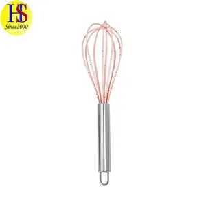 BPA Miễn Phí 2023 New Arrival Giá Cả Hợp Lý 10 Inch Màu Hồng Silicone Trứng Beater Đánh Trứng Cho Nhà Bếp Khuấy