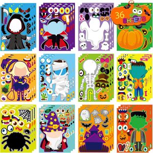 สติกเกอร์ฮาโลวีนทำฮาโลวีนของคุณเองสติกเกอร์หน้าฟักทองสำหรับเด็กผู้ชายเด็กผู้หญิงเด็กวัยหัดเดินสติกเกอร์ตกแต่งงานปาร์ตี้ - Product Image 3